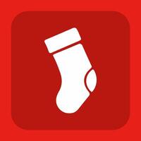 A red square with a sock icon on it vector