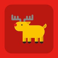 A yellow reindeer icon on a red background vector