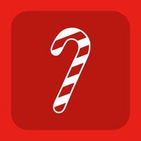 A candy cane icon on a red background vector