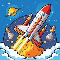 Epic Launch of Space Shuttle Plane into Uncharted Territory vector