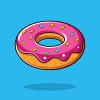 Whimsical Cartoon Illustration of a Floating Donut with Sugar Sprinkles vector