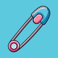 Cartoon Illustration of Safety Pin Floating with a Cheerful Expression vector