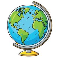 Cartoon Illustration of a Globe Representing Earth with a Smiling Face vector