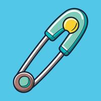 Cartoon Illustration of a Floating Safety Pin with Attached Thread vector