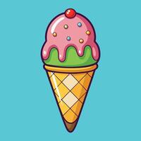 Delectable and Whimsical Ice Cream Cone Cartoon Icon Illustration for Design Projects vector
