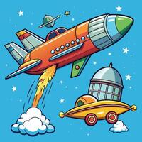 Futuristic Spaceship Soaring Through the Galaxy as a Plane vector