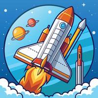 Captivating Illustration of a Space Shuttle Plane Ascending into the Sky vector