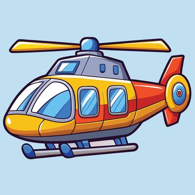 Whimsical Cartoon Helicopter Soaring Through the Air