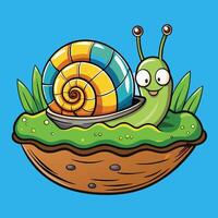 Cartoon Representation of a Floating Shell Snail An Illustrative Icon vector