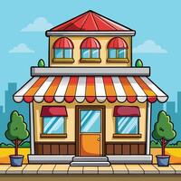 Humorous Cartoon Depicting the Construction of a Store Building vector