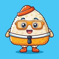 Adorable Sushi Character Wearing Glasses and Sporting a Charming Grin vector