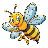 Adorable Happy Bee Cartoon Illustration Soaring with Joy vector