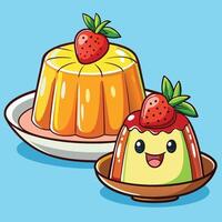 Delectable Pudding Jelly with Strawberry Depicted in an Animated Icon vector