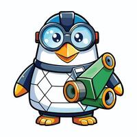 Cute Cartoon Penguin Wearing Binoculars with a Playful Expression vector