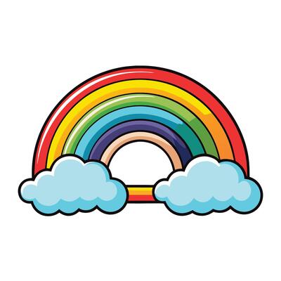 Cartoon Illustration of a Rainbow on a Cloud