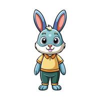 Adorable Cartoon Illustration of a Standing Rabbit with Perky Ears and Expression vector