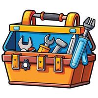Illustrated Toolbox Filled with Essential Tools vector