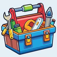Illustrated Toolbox with Essential Tools for Home Improvement and Handywork vector