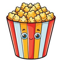 Cartoon Icon Illustration of Floating Popcorn with a Cheerful Expression vector