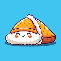 Adorable Sleeping Onigiri Sushi Cartoon Illustration vector