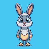Adorable Cartoon Illustration of a Standing Rabbit with Perky Ears and Expression vector