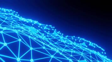 Abstract blue futuristic plexus style motion graphic, bokeh particles animated background, glowing dots, 4k seamless loop animation video