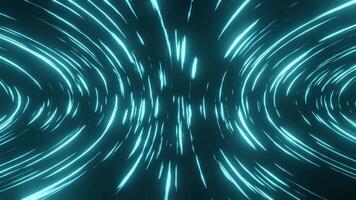 3D abstract bending reality futuristic neon background, ultraviolet glowing lines, laser rays, speed of light. Seamless loop animation video