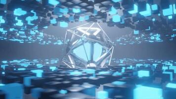 Futuristic Neon blue Sci-Fi 3D Loop Animation. Infinite Rotation video