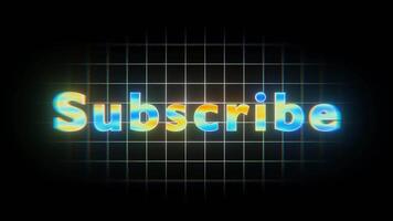 Subscribe. Colorful Gradient Neon Vibrant Futuristic. Trendy Fluid Noise Grain Effect Glow Lighting. 4K Animation. Subscribe retro echo text animation video