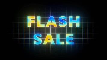 Flash sale black friday and cyber monday neon glow mega sale text and frame with noise effect animation, social media stop motion background video