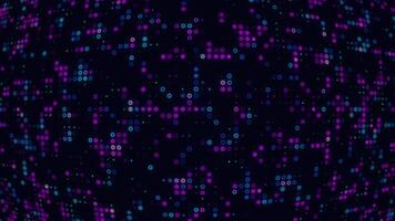 Animated Abstract Technology on Dark Background. Glowing Random Dots and Grid Purple and Blue. Big Data, Hi-tech Concept. Virtual Space. Looped Stock Animation Motion Graphics. Seamless Loop Animation video