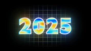 2025 Happy New Year Vibrant Retro Glow Liquid Noise Grain Colorful Effect Motion Graphics Animation Background video