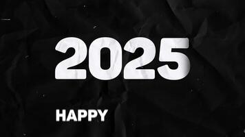 Happy New Year 2025 dark background with paper texture suitable for celebration, event video