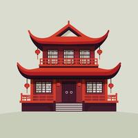 chinese red house in flat style isolated illustration vector