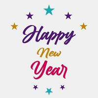 Happy new year text with stars illustration vector