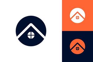 Circle home estate house logo icon abstract design vector