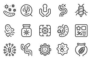 Stomach, and probiotics various style related editable stroke outline icon set isolated flat illustration white background. vector
