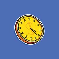 A vibrant clock design featuring dollar symbols, creatively representing the concept of time as money. Ideal for business and finance themes highlighting time management and economic value. vector