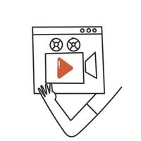 hand holding player button on web page vector