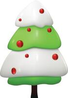 Set of festive 3d render Christmas decorations with a Christmas tree. vector