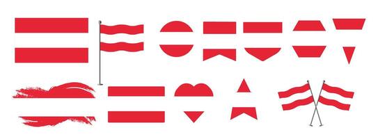 Austria flag design set of icons. Set of Japan flags button, waved, heart,brush,start various objects and state signs and shape vector