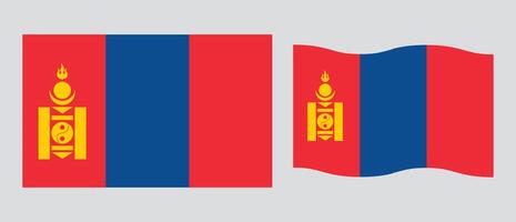 The national Flag of Mongolia illustration with standard size and proportion. National flag emblem with accurate size and colors. Mongolia official national flag. vector