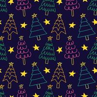 Abstract Christmas tree doodle hand drawn with different shape seamless pattern background for wrapping and wallpaper vector