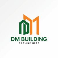 Logo design graphic concept creative premium stock image graphic initial DM font connect building construction house monogram property skyline vector