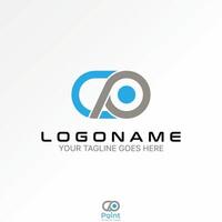 Logo design graphic concept creative premium stock image graphic initial CP sans serif font connected circle business monogram typography tech vector