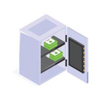 Well designed isometric icon of bank locker, security, safety, wealth, and storage for valuables vector