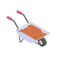 A sturdy wheelbarrow for transporting soil and construction materials vector