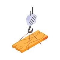 A pulley hook for lifting and transporting heavy construction materials vector