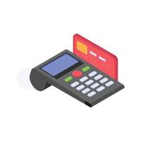 Isometric icon of a POS terminal, for card payments in retail stores vector