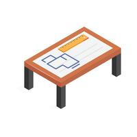 A design or plan for construction displayed on a table vector
